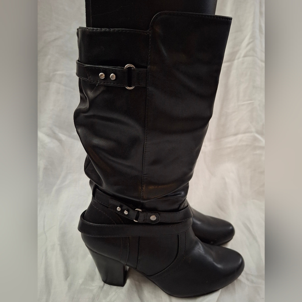 Women's Black Leather Boots White Mountain Gusto slouch boots NWOT